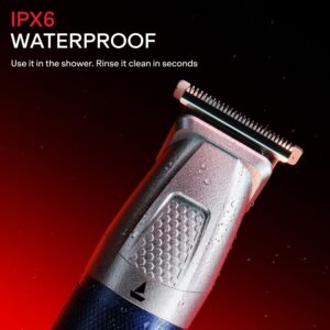 boAt Slazer K100 Pro 15-in-1 Full Body Grooming Kit for Men, Fast-Charging Trimmer, IPX6, 200-Min Runtime, 6 Magnetic Blades, Stainless Steel+Ceramic Blades, Travel Lock & Display (Marine Blue)