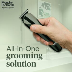 Morphy Richards Kingsman Pro 12-In-1 Grooming Kit For Men| Rechargeable All In One Men Trimmer|5 Face Nose Ear Hair Blades| Nose&Ear Trimmers| Private Part Shaving Body GroomersI2-Yr Warranty,Black