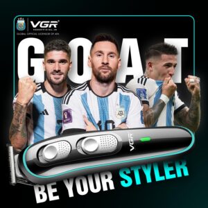 VGR V-055 Professional Hair Trimmer for Men | Cordless & Corded Beard and Hair Clipper | Adjustable T-Blade | 4 Guide Combs | 120-Minute Runtime | USB Charging | 1+1 Year Warranty (Black)